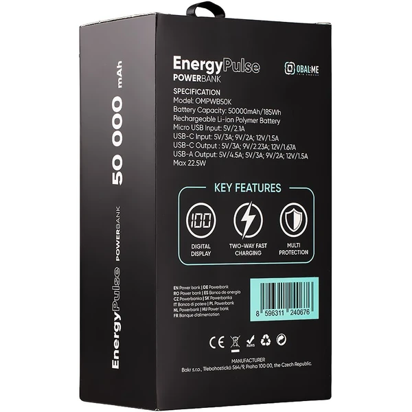OBAL:ME EnergyPulse Powerbanka 50000mAh (22.5W) čierna - Powerbanky - Obrázok 6bb0333ec95e413aae46d7437531a20c