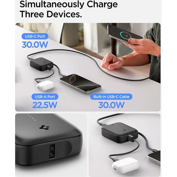 Spigen Essential powerbanka s káblom 10000 mAh (30W) čierna (EA3010BT) - Powerbanky - Obrázok 6bb8b12287cf43bb9a7a5c7769c5f113