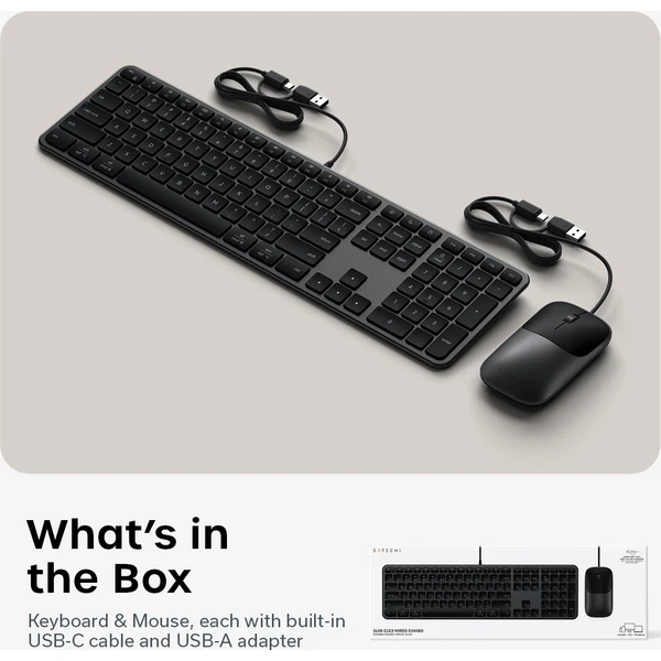 Satechi Slim CLX3 Wired Combo (Keyboard and Mouse) - US English - Space Black - Klávesnicové sety - Obrázok 6bd25a01b9464f5e8ddf181210916e1e