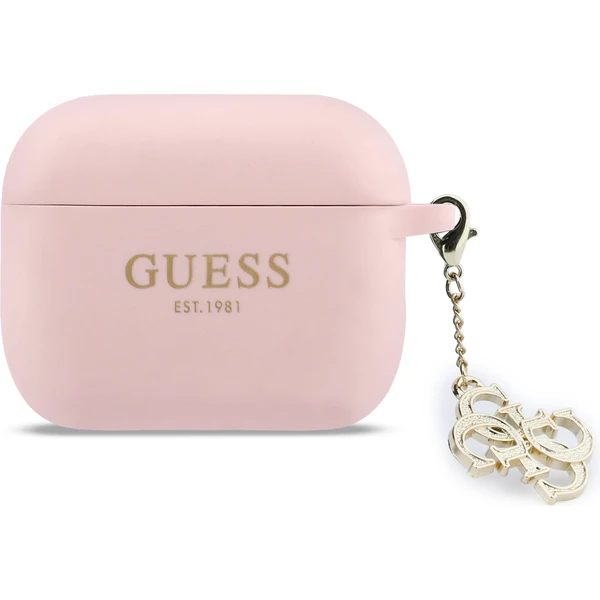 Guess 4G Charm Silikónové puzdro AirPods Pro 3 ružové - Puzdra - Hlavný obrázok