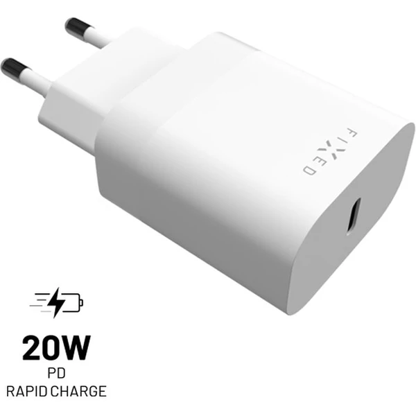 FIXED nabíjačka s USB-C výstupom a podporou PD 20W biela - Nabíjačky - Hlavný obrázok