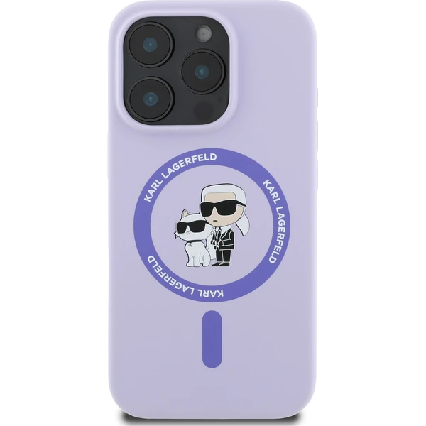 Karl Lagerfeld Liquid Silicone Karl a Choupette MagSafe kryt iPhone 16 Pro fialový - Puzdra - Obrázok 6c866d6ef1f24f0889a3bbc6beb3375d