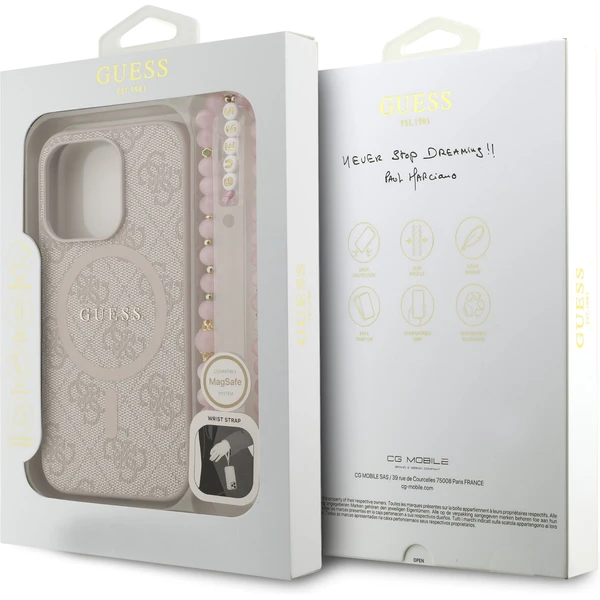 Guess PU Leather 4G Colored Ring Strap MagSafe kryt iPhone 15 Pre ružový - Puzdra - Obrázok 6cb44a43de3746cca4a3d0d68b955ef8
