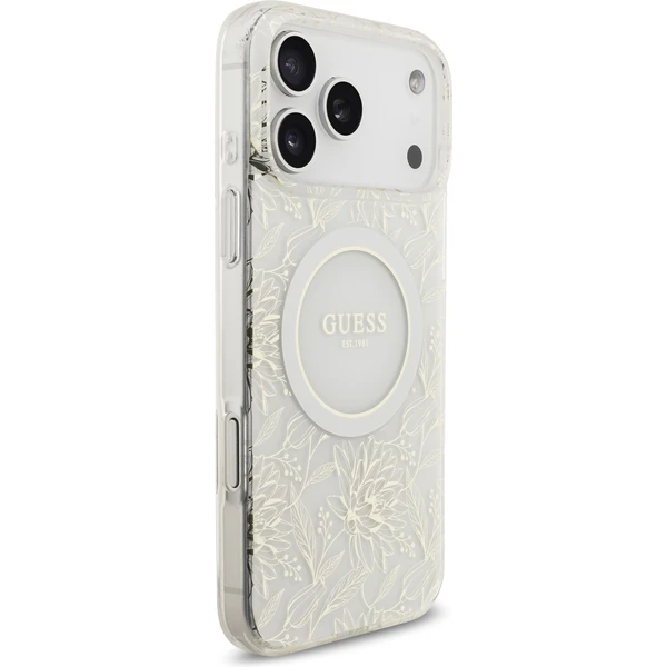 Guess IML Flowers Allover Strap MagSafe kryt iPhone 17 Pro Max biely - Puzdra - Obrázok 6d28d2fe49dc418a9869a0e77a44f0f5
