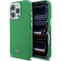 Lacoste PVC Iconic Petit Pique kovové logo MagSafe kryt iPhone 16 Pro Max zelený - Puzdra