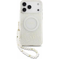 Guess IML Flowers Allover Strap MagSafe kryt iPhone 18 Pro Max biely - Puzdra