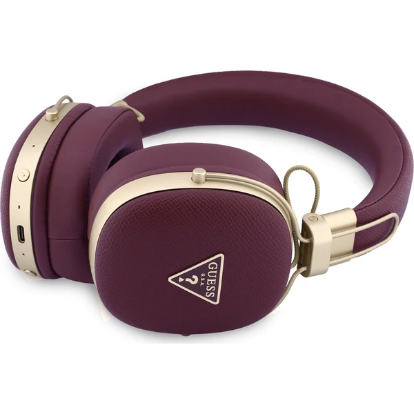 Guess PU Grained Triangle Gold Metal Logo ENC Bezdrôtová Slúchadlá Burgundy - Slúchadlá - Obrázok 6e28e01ac3c24cdda83171b3abb7e34e