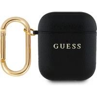 Guess PU Grained Classic Logo puzdro pre AirPods 1/2 čierne - Puzdra