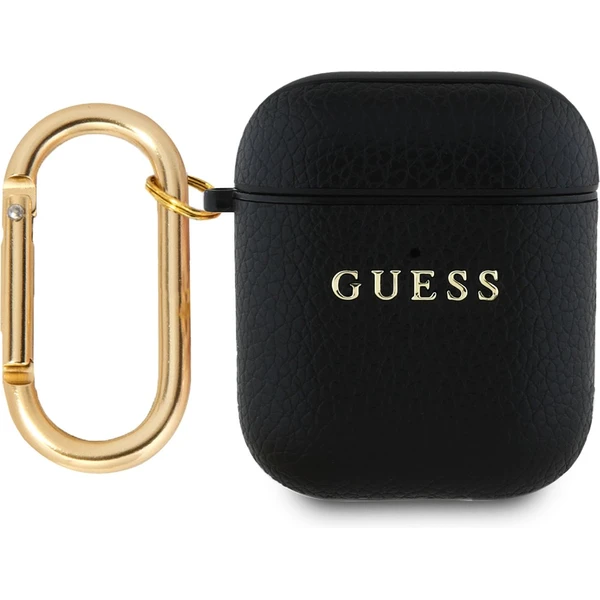 Guess PU Grained Classic Logo puzdro pre AirPods 1/2 čierne - Puzdra - Hlavný obrázok
