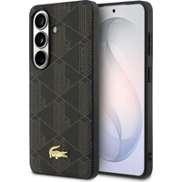 Lacoste PVC Blend Monogram Gold Logo Magnetický kryt Samsung Galaxy S26+ hnedý - Puzdra