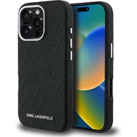 Karl Lagerfeld Grained PU Repeated Logo MagSafe kryt iPhone 16 Pre čierny - Puzdra