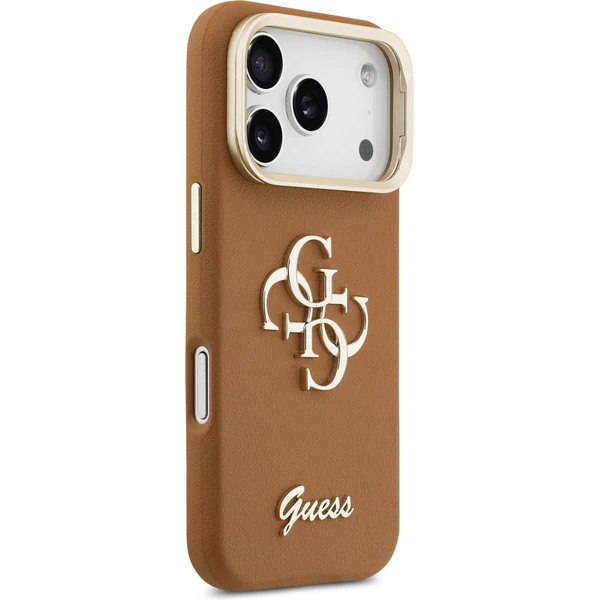 Guess PU Grained 4G Logo Stand Camera Frame kryt iPhone 17 Pro hnedý - Puzdra - Obrázok 6e6cc66691ec42a68fb501b57cbcacc3