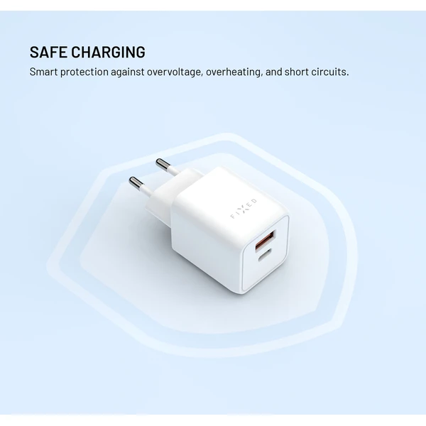 FIXED Mini GaN nabíjačka s USB-C/USB-A (45W) PD biela - Nabíjačky - Obrázok 6f1f20fd999943288beda2c48c4206f6