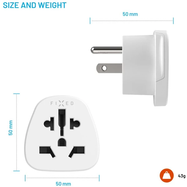 FIXED USA adaptér pre zapojenie UK, US, AUS nabíjačiek do USA zásuviek biely - Nabíjačky - Obrázok 6f9b0fadfb244ca488d55d38e114ad8c
