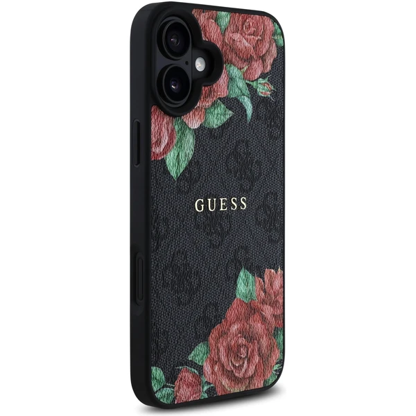Guess PU Leather 4G Roses MagSafe kryt iPhone 16 čierny - Puzdra - Obrázok 6f9e847eb0ab41298785cf4da24f15c7