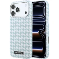 Karl Lagerfeld PU Houndstooth Resin Plate MagSafe kryt iPhone 17 Pro Max modrý - Puzdra