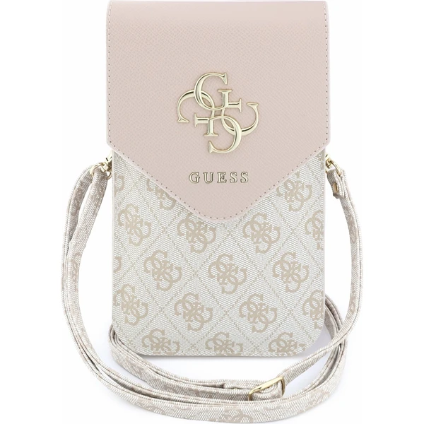 Guess PU Leather+Grained 4G Metal Logo taška na telefon růžová - Puzdra - Hlavný obrázok