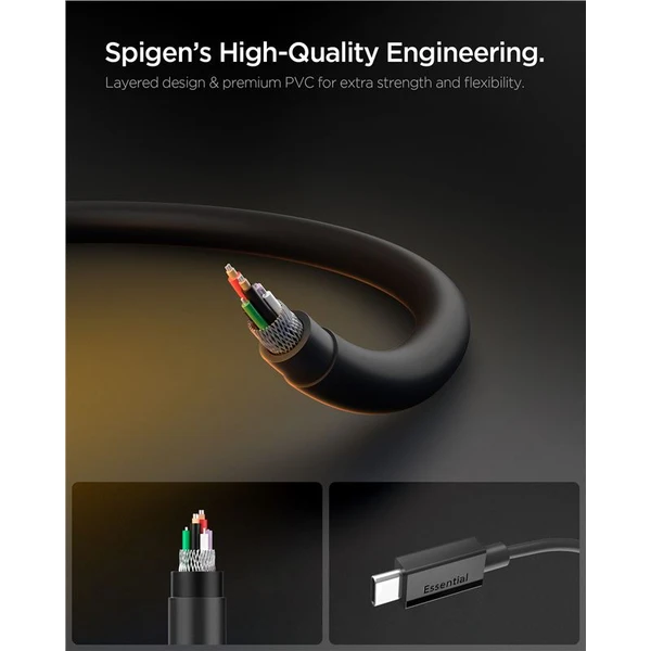 Spigen Essential USB-C/USB-C napájací kábel 60W 2m čierny - Káble a redukcie - Obrázok 6fbde3fafd834c559ffa5c80ccb9805a