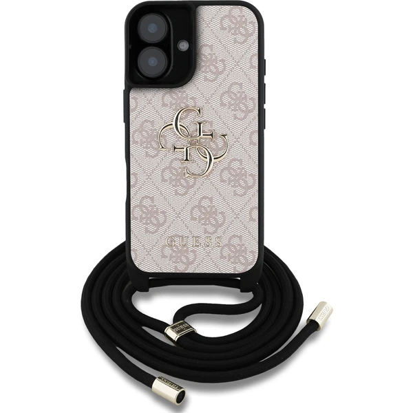 Guess PU 4G Metal Logo Crossbody popruh kryt iPhone 16 ružový - Puzdra - Obrázok 705178111dde41f8b5a889b34a8e2584