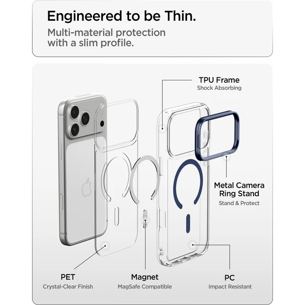 Spigen Ultra Hybrid Optik S MagSafe kryt iPhone 18 Pro Max/17 Pro Max clear deep blue - Puzdra - Obrázok 7053e101260544d3a13bc7b94233c0b5
