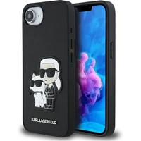Karl Lagerfeld PU Saffiano Karl and Choupette Zadný Kryt pre iPhone 16e Black - Puzdra