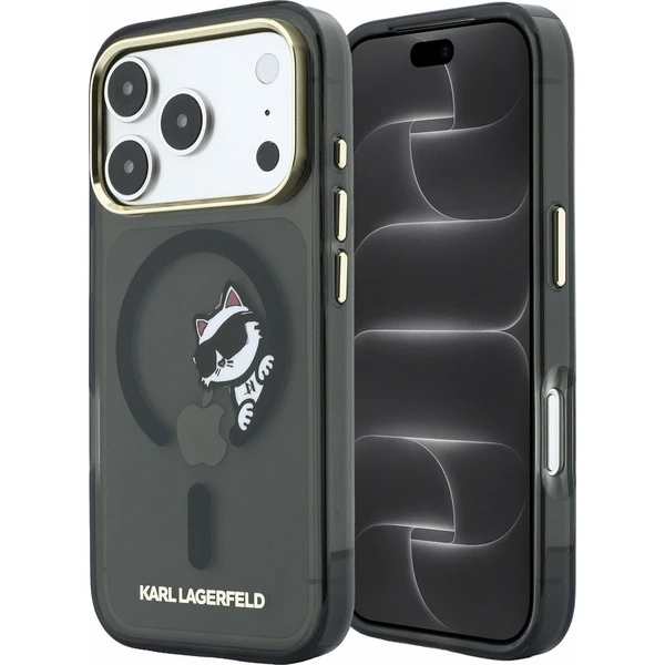 Karl Lagerfeld IML Choupette Peekaboo Magsafe Zadný Kryt pre iPhone 18 Pro Black - Puzdra - Hlavný obrázok
