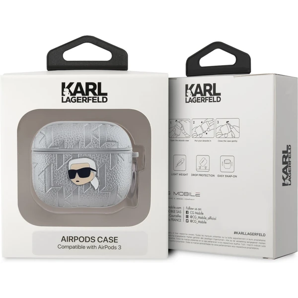 Karl Lagerfeld PU Embossed Karl Head puzdro AirPods 3 strieborné - Puzdra - Obrázok 708201eb17a84d4d991ce32668bc70f8