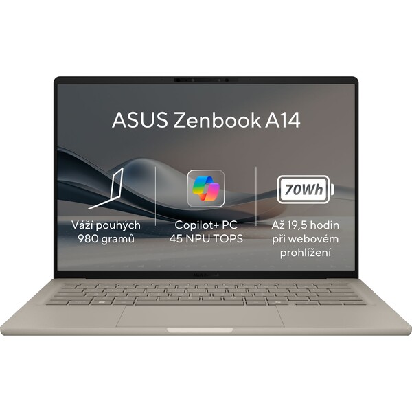 ASUS Zenbook A14 (UX3407QA-OLED305W) zlatý - záruka na 3 roky po registrácii