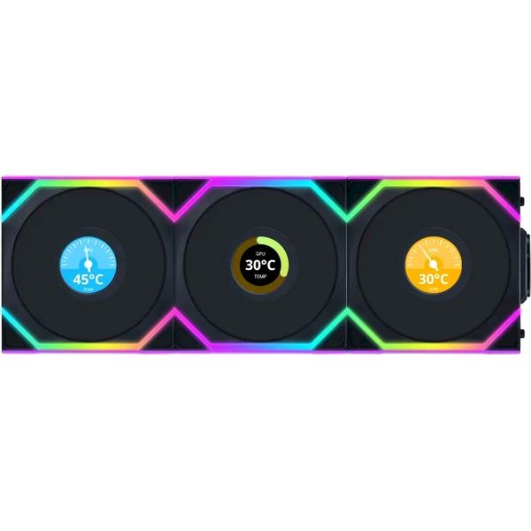 Lian Li UNI FAN SL Wireless LCD ventilátor 3x120 mm + ovládač čierny - Ventilátory pre PC - Obrázok 70AS000K01