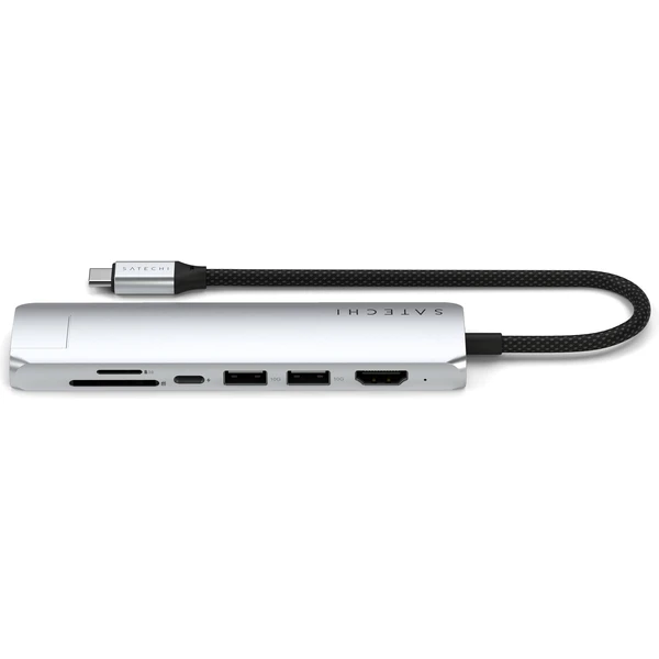 Satechi 7v1 USB-C Slim viacportový adaptér s Ethernetom strieborný - USB huby - Obrázok 70OC000J01