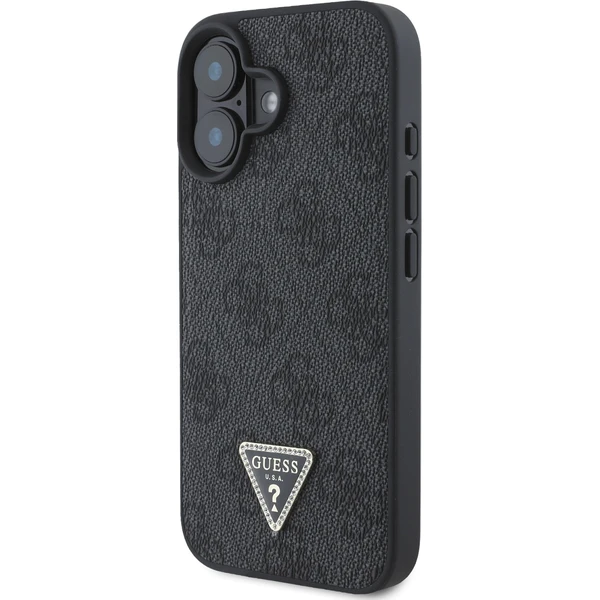 Guess PU 4G Strass Triangle Metal Logo kryt + Crossbody Popruh pre iPhone 16 čierny - Puzdra - Obrázok 70ca75eb733f4a8faa1c17fa2179d76a