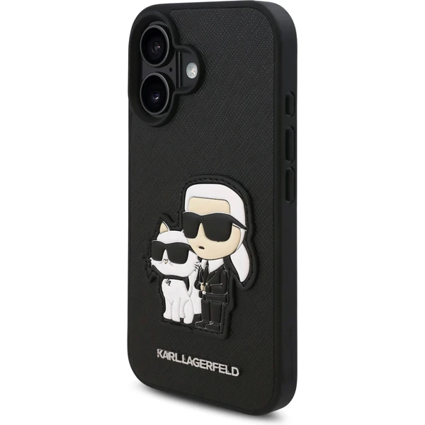 Karl Lagerfeld PU Saffiano Karl and Choupette kryt pre iPhone 16 čierny - Puzdra - Obrázok 70ed03481e5340beb59da97d7488d3fd