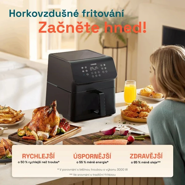 Cosori P651 PREMIUM II Chef edition 6,2l teplovzdušná fritéza čierna - Fritézy - Obrázok 7107bb64e3f840f9bf372d682dafdf76