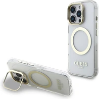 Guess IML Gold Outline Stand Camera Frame MagSafe kryt iPhone 16 Pre Max číry - Puzdra