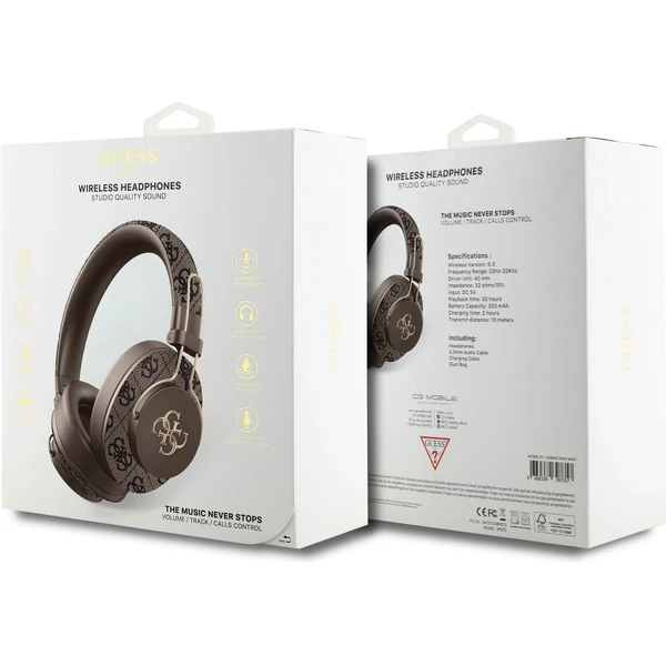 Guess PU 4G Metal Logo ENC bezdrôtové slúchadlá hnedá - Slúchadlá - Obrázok 7130d992f7d641fdbc9870d1add96d57