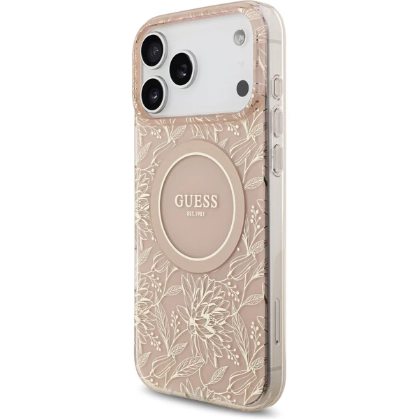 Guess IML Flowers Allover Strap MagSafe kryt iPhone 17 Pro Max ružový - Puzdra - Obrázok 713ea7849fed44698f0a986c6f783260