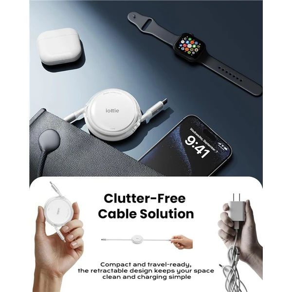 iOttie 100W Retractable samonavíjacie USB-C káble (2 ks) biele - Káble a redukcie - Obrázok 716e032d50bc43d88ea266931f8ac8e5