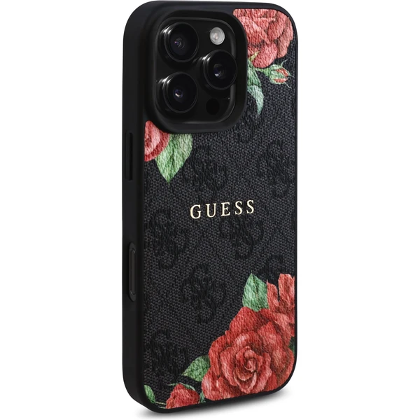 Guess PU Leather 4G Roses MagSafe kryt iPhone 16 Pre čierny - Puzdra - Obrázok 718d3c3e750b4ac9bbc58bc9e8ce23c3