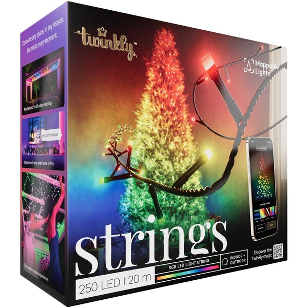 Twinkly Strings Special Edition chytré žiarovky na stromček 250 ks 20m čierny kábel