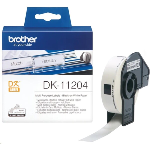 Brother DK11204 samolepiace štítky biele 17 mm x 54 mm