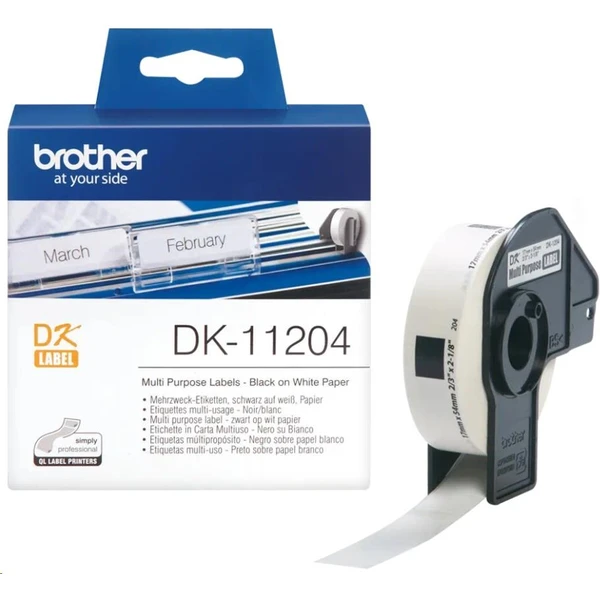 Brother DK11204 samolepiace štítky biele 17 mm x 54 mm - Pásky pre štítkovače - Hlavný obrázok