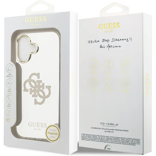 Guess PC/TPU Mirror 4G Glitter Logo MagSafe kryt iPhone 17 zlatý - Puzdra - Obrázok 720d9a8abab34d52b30b3a758729cbca
