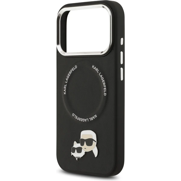 Karl Lagerfeld PU Karl and Choupette Heads Pins MagSafe kryt iPhone 17 Pro čierny - Puzdra - Obrázok 7219423d3658494b842f46e326fd6c83