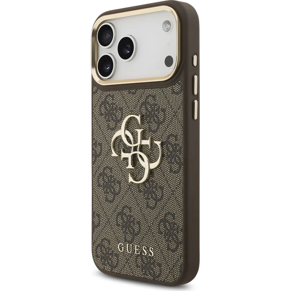 Guess PU Leather 4G Metal Logo Gold Frame Zadný Kryt pre iPhone 18 Pro Max Brown - Puzdra - Obrázok 72364704608d4e3f845903c8a1088dba