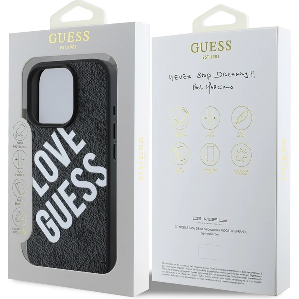 Guess PU Leather 4G Big Love Logo MagSafe kryt iPhone 16 Pro čierny - Puzdra - Obrázok 726eae00feed4334b8aa605af6746da7