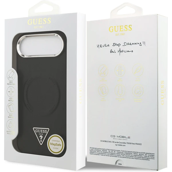 Guess PU Leather Triangle Logo MagSafe kryt iPhone Air čierny - Puzdra - Obrázok 729c838108a74dac8181e169a2659c43