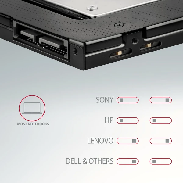 AXAGON RSS-CD09 rámček pre 2.5" SSD/HDD do DVD slotu 9.5 mm - Rámiky na disky - Obrázok 72J0000P01