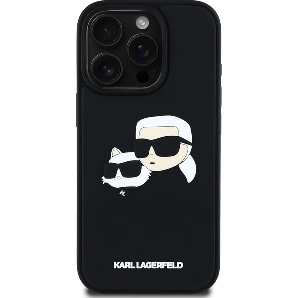 Karl Lagerfeld 3D Rubber Double Heads kryt iPhone 16 Pre čierny - Puzdra - Obrázok 72b38ecec7c1427cbc16c0ecb992b92e