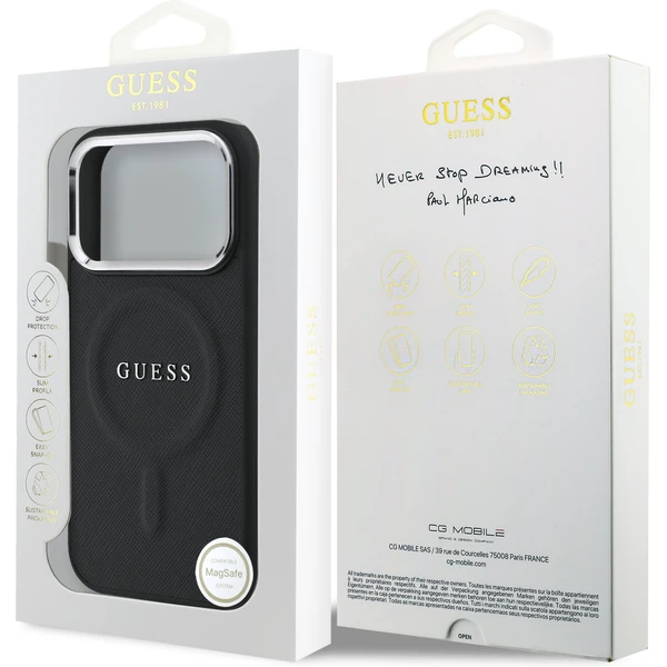 Guess PU Saffiano MagSafe kryt iPhone 17 Pro čierny - Puzdra - Obrázok 72c2b7c2d6cc483b98ce3515349996bf
