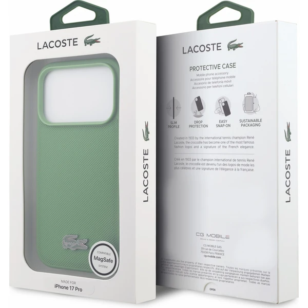 Lacoste PVC Iconic Petit Pique Metal Logo MagSafe Zadný Kryt pre iPhone 18 Pro Estragon - Puzdra - Obrázok 72c48f8a15b14c6abc27687ad1e1d292